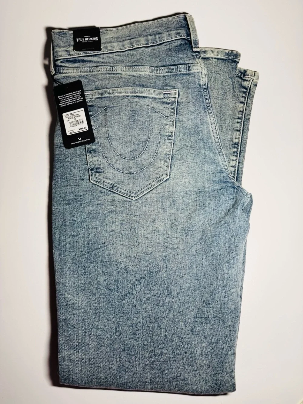 $164 True Religion Relaxed Straight Jeans in Light Blue ~ W36xL34 ~ NEW